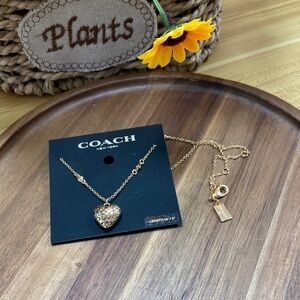 Coach Gold Heart Pendant Necklace with Signature Tag